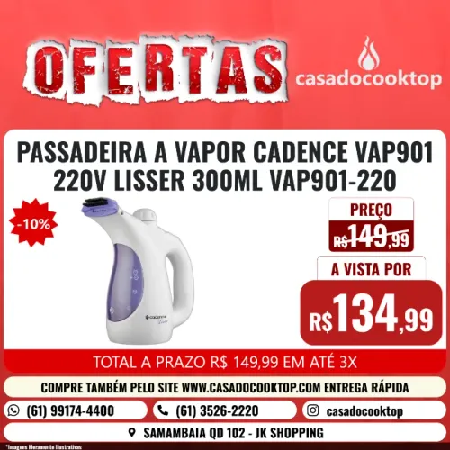 PASSADEIRA A VAPOR CADENCE VAP901 220V LISSER 300ML VAP901-220
