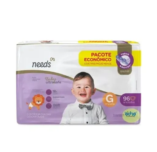 Fralda Needs Baby Ultrasafe G 96 unidades
