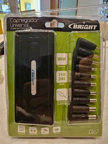 Carregador Universal Bright 90W - 10 Pontas - Bivolt - Novo
