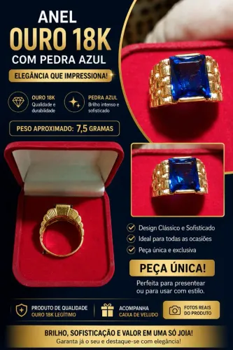 Anel de ouro masculino estilo comendador