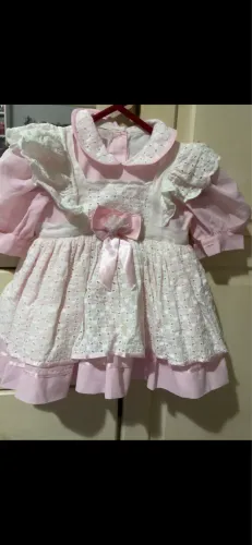Vestido infantil branco e rosa