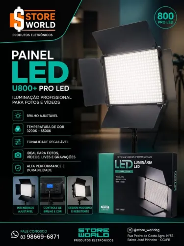 Painel de Led para Iluminação de Ambientes, Gravação, Fotos ... Loja Store World