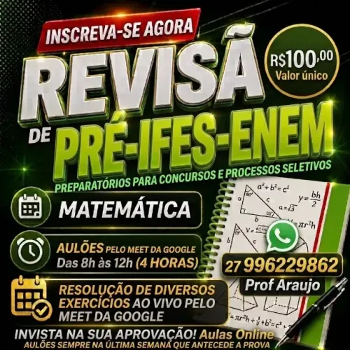 MATEMÁTICA PRÉ-IFES  PRÉ-ENEM  ENSINO FUNDAMENTAL E MÉDIO E CONCURSOS