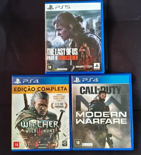 Vendo 3 jogos, 2 de PS4 e 1 de PS5 