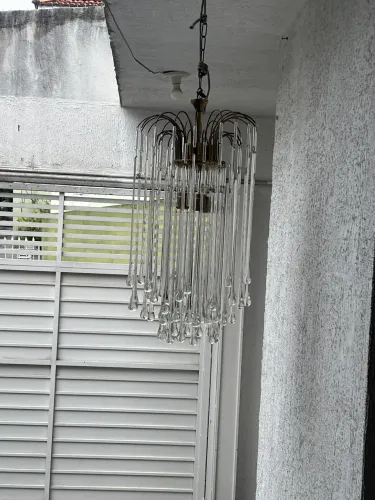 Lustre de bronze e cristal antigo