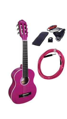 Kit VIOLAO 1/2 START NAILON ACUSTICO COR PINK + Captador SMART + Cabo