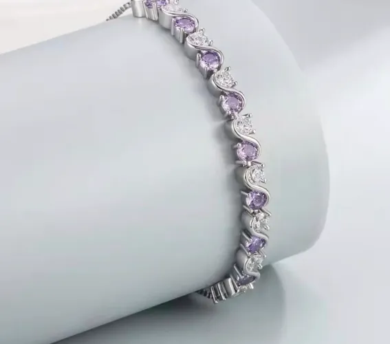 Pulseira prata com zircônia