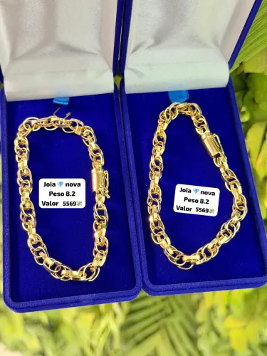 Pulseira de ouro 18k 8.2g Baguete Exclusiva | Certificado de garantia