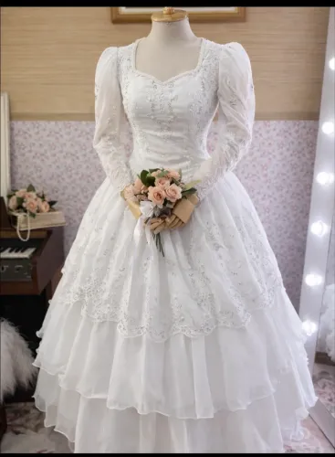 Vestido de noiva vintage - década de 1970/1980 (estimado)
