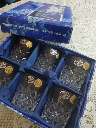 Jogo 6 Copos Whisky Cristal Bohemia Tchecoslováquia Anos 80 - Novos na Caixa