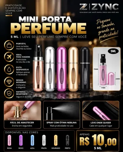 MINI PORTA PERFUME RECARREGÁVEL - 5ML