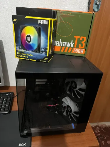 Kit gabinete aquário aigo + fonte + 3 fans rgb 