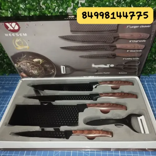 [FRETE GRÁTIS] Kit Jogo de Facas Inox 6 Peças Revestimento Antiaderente (Novo)