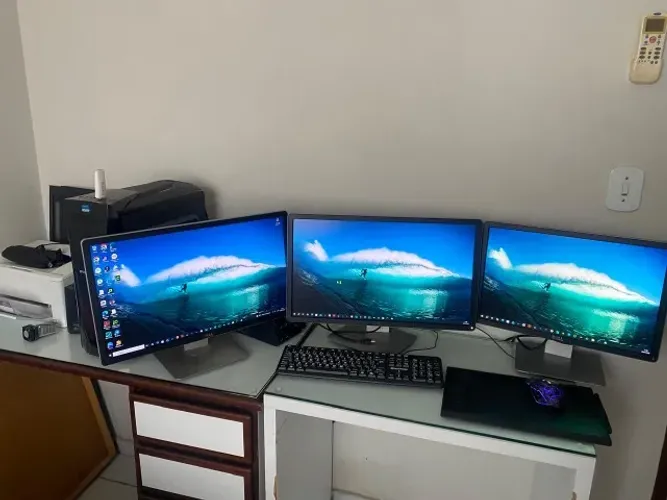 PC Completo i7-8700 RX 580 8GB + 16GB RAM + SSD + 3 Monitores Dell