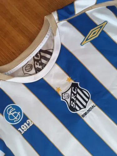 camisa original 2006 santos umbro 1912 azul branca tamanho gg