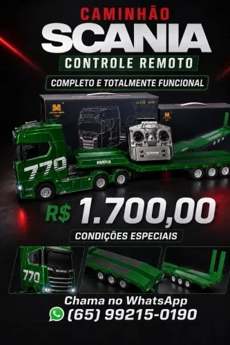 Caminhão Scania scala 1:18 completo com plataforma totalmente funcional 