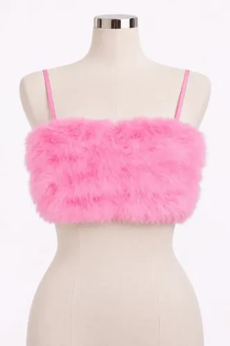 Top/Cropped "fluffy" rosa - Estilo Barbie patricinha anos 2000 - Aesthetic Tumblr Burguesa