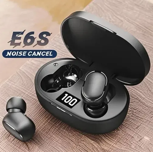 Fone Bluetooth E6s 5.0 Sem Fio Original - Case Carregamento USB-C IPX5 Preto