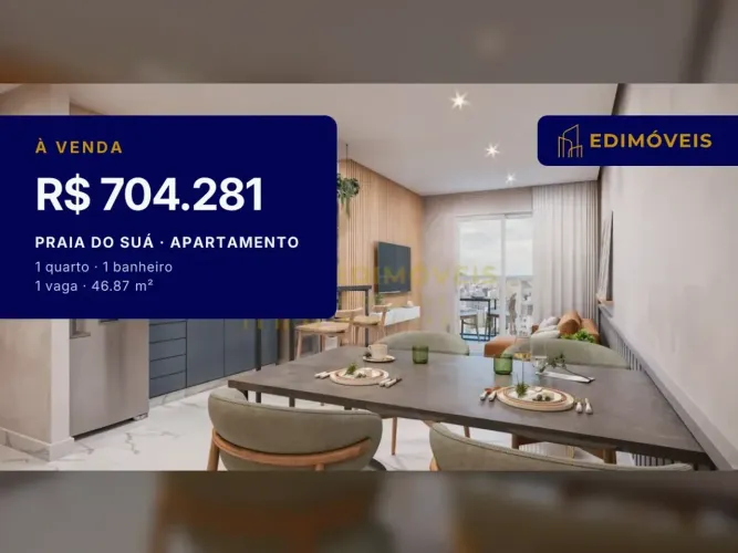 Praia do Suá: Apartamento 1 quarto em condomínio com lazer completo