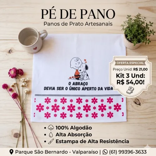 Pano de Prato Decorativo (kit com 3) - Silk