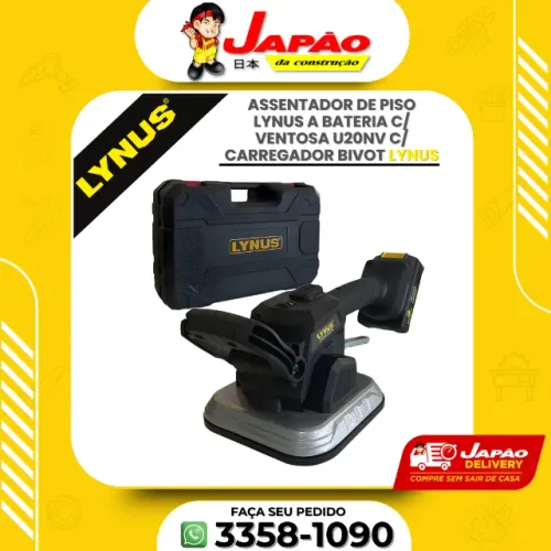Assentador De Piso Lynus A Bateria C/ Ventosa 20v C/ Carregador Bivolt Aplb-2016