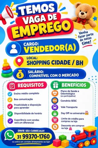 Emprego no Shopping Cidade 