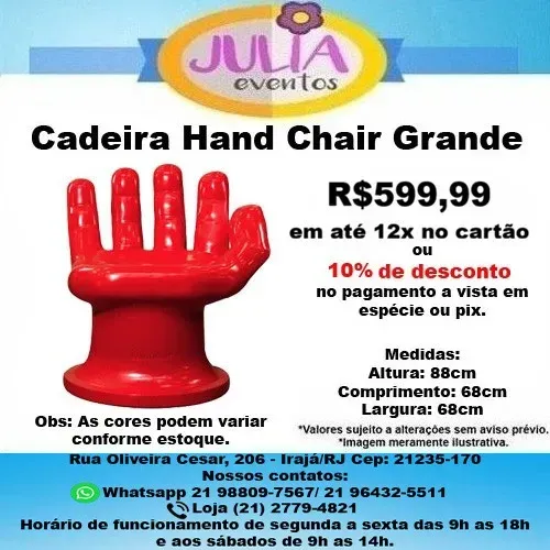 Cadeira hand chair Grande Banco Mão