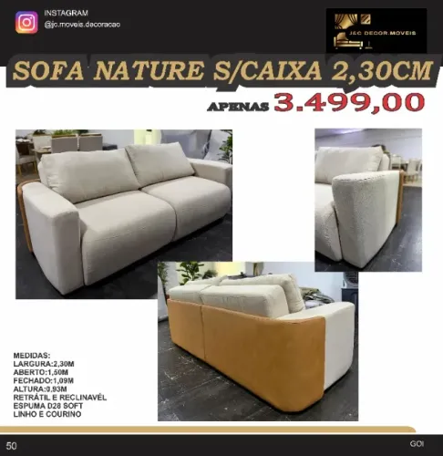 SOFA NATURE SEM CAIXA 2,30M NO LINHO
