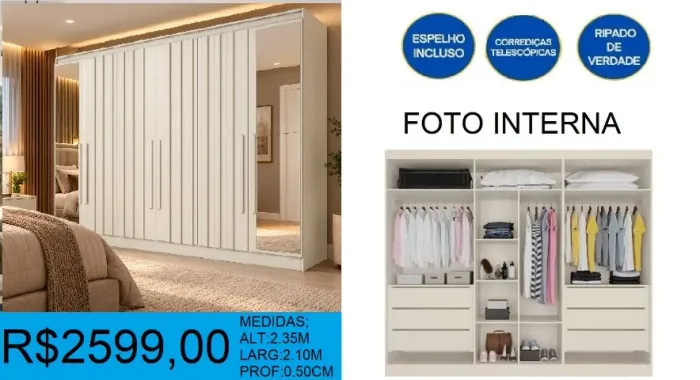 roupeiro - amplo - 100% MDF - compre e receba em 72 horas