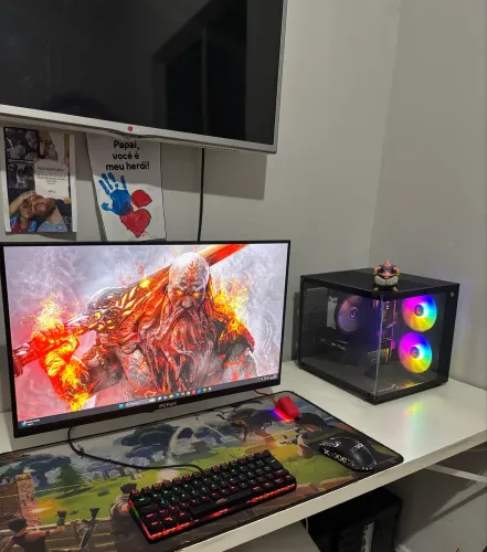 Vendo ou troco - pc gamer completo novo - r5 5500 + rx 5500 8gb + monitor 22 + kit