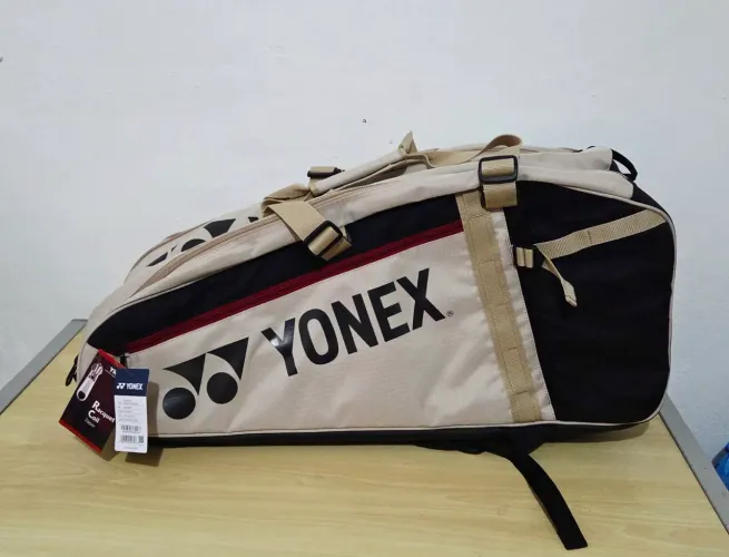 Bolso Raqueteiro Mochila Yonex Gearlogic X9 Bege Novo