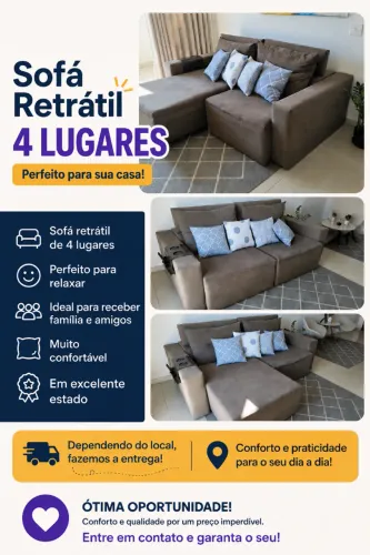 Sofá Retrátil 4 Lugares