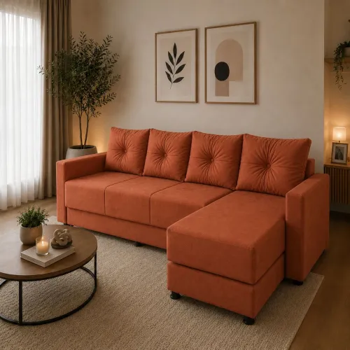 SOFÁ 4 LUGARES com Chaise, abre CAMA CASAL + 1 solteiro