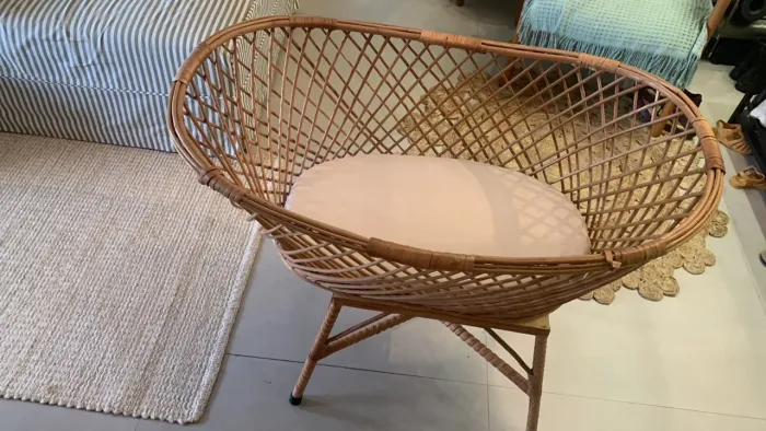 Berço Moisés em Rattan / Vime Natural com Colchão - Estilo Boho / Scandi