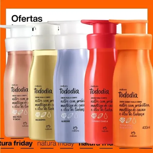 KIT CREME HIDRATANTE CORPORAL TODODIA 400ML - NATURA - 3 UNIDADES