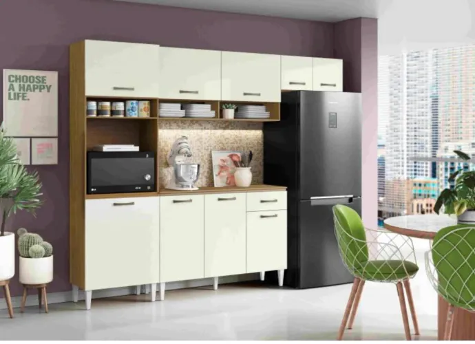 Cozinha Completa Napoli 9 Portas com Balcão Adaptável