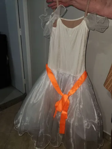 Vestido Branco Ballet Com Fita Laranjas