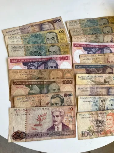 coleção cédulas de cruzeiros cruzados moeda antiga 16 unids