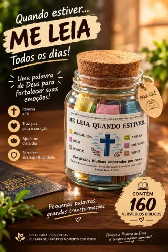 Pote ?Me Leia Quando Estiver...? com 160 Versículos Bíblicos
