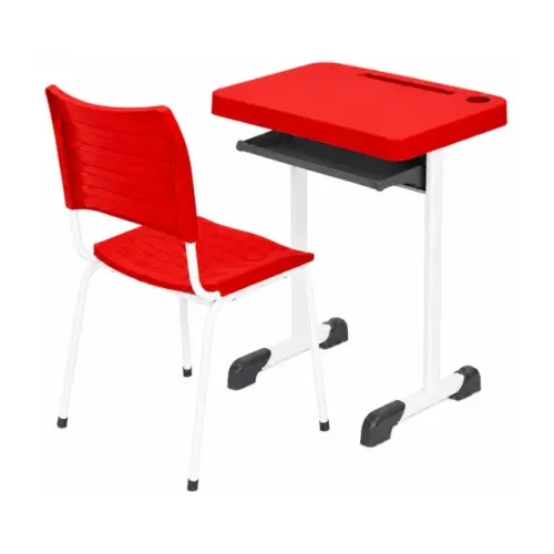 Kit Escolar Individual Mesa e Cadeira Adulto Realplast Vermelho 48082
