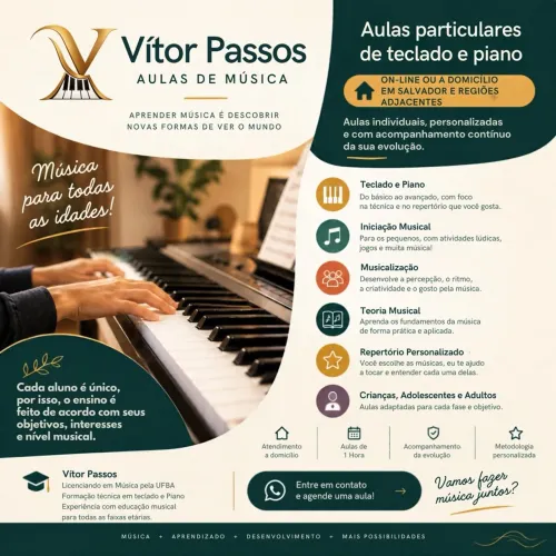 Aulas particulares de teclado e piano