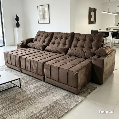 Sofá retrátil e reclinável 3 módulos, moderno e sofisticado com molas no assento 