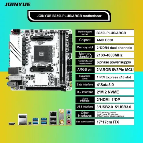 Placa mãe b350i Jginyue SEMINOVA