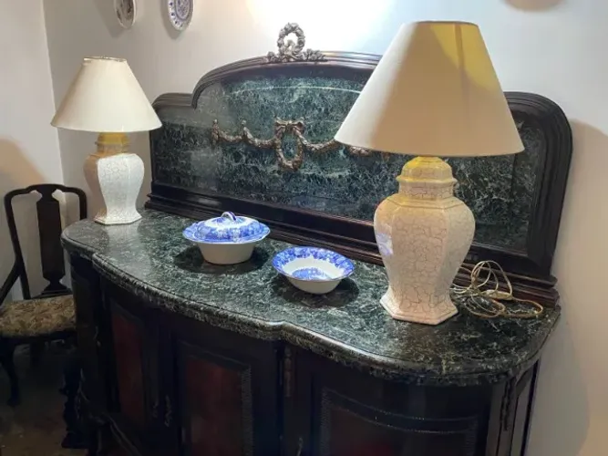 Raridade | Buffet francês Louis XV autêntico | Radica, Mármore Verde e Bronze | 