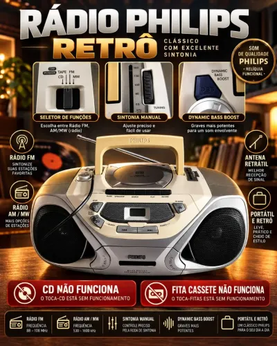 Rádio Philips Retrô  - USADO,