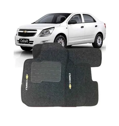 Jogo 4 pcs Tapete Chevrolet cobalt Preto com Logob hgg
