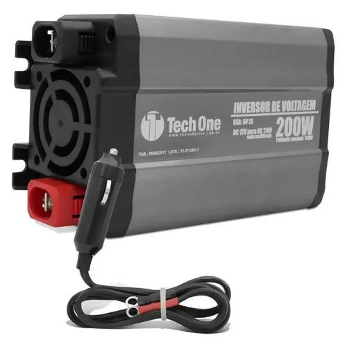 Inversor de Voltagem Tech One 200W 12V para 110V - Conversor com USB