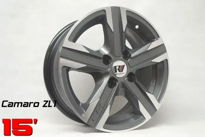 Roda aro 15 Rw Camaro grafite com diamantado 4x100 jogo novo