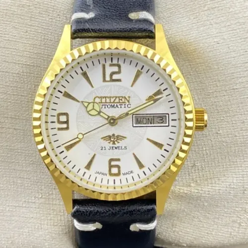Citizen Automático 21 Jewels Cal.8200A Dia Data Relógio Pulso Masculino + Brinde