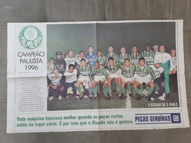 Pôster Palmeiras O Campeão Paulista de 1996 -o time de 102 gols Raridade